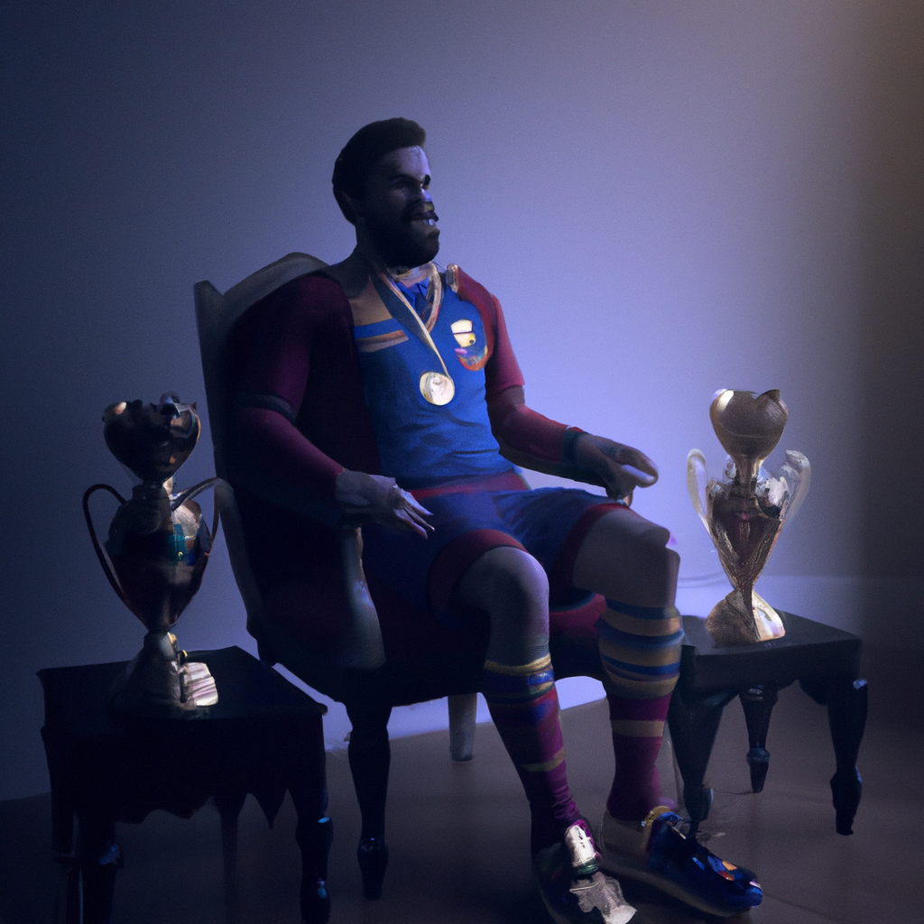 King siting with the messi's international trophies